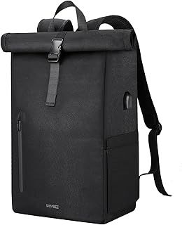 HOMIEE Roll Top Backpack for Men 17.3 Inch Waterproof Laptop Travel Backpack with USB Port, Anti-theft Work Bag School Bag Casual Daypack for Travel Business Work Hiking Camping School