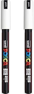 Posca PC-1MR Paint Marker Art Pens - 0.7mm Nib - White Ink - Pack of 2