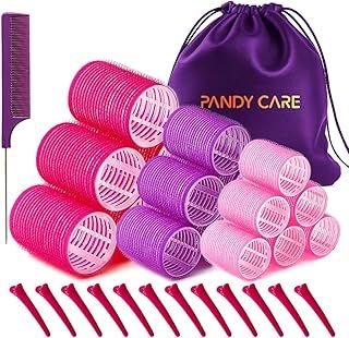 Hair Rollers Set 40 PCS, PandyCare Hair Rollers For Long & Short - No Heat, Hair-friendly, Natural Effect, Includes 18 Rollers (1.73+1.41+0.98 inch), 20 Clips,1 Rat Tail Comb 1 Storage Bag