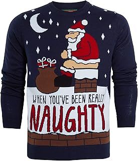 shelikes Christmas Jumper for Mens Novelty Knitwear Xmas Sweaters Long Sleeve Funny Pullover Tops | Ugly Jumpers | Santa Sweatshirt | Festive Sweater