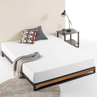 Zinus Suzanne Double Bed frame - Bed 135x190 cm - 15 cm Height - Bamboo and Metal Platform Bed fram with Wood slat support - Chestnut Brown