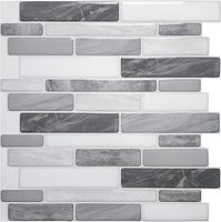 Art3d 10-Sheet Self Adhesive Backsplash, 12 in. x 12in. Grey Marble Design Peel and Stick 3D Wall Panels for Kitchen Bathroom