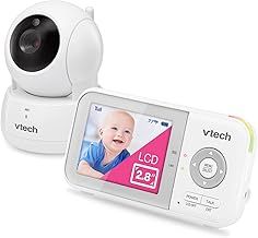 VTech VM923 Video Baby Monitor with 19-Hour Battery Life, 1000ft Long Range, Pan-Tilt-Zoom, Enhanced Night Vision, 2.8'' Screen, 2-Way Audio Talk, Temperature Sensor, Power Saving Mode, White