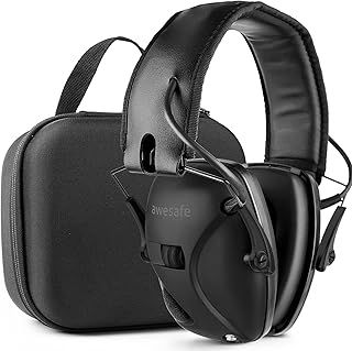 awesafe Electronic Ear Defenders Ear Protection for Adults Shooting Hearing Protection Safety Earmuffs with Hard Storage Case, NRR 24dB