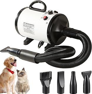 Dog Hair Dryer Dog Grooming Dryer 2800W Dog Blaster Dryer Pet Dryer Blower Stepless Speed Professional Pet Grooming Hair Dryer with 4 Different Nozzles for Dog Cat (White)