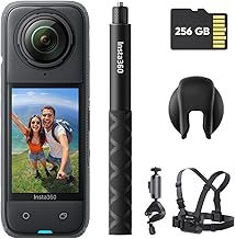 Insta360 X4 Bike Bundle - 8K Waterproof 360 Action Camera, 4K Wide-Angle Video, Invisible Selfie Stick, Removable Lens Guards, 135 Min Battery Life, AI Editing, Stabilization, for Sports, Travel