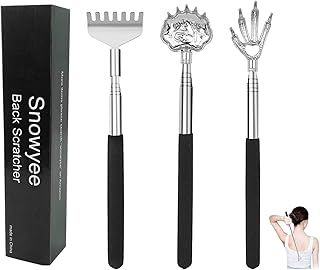 Snowyee Backscratchers, Back Scratcher for Women Men 3PCS Includes Bear Claw Hand and Eagle Claw kit Telescoping with Adjustable (Black)