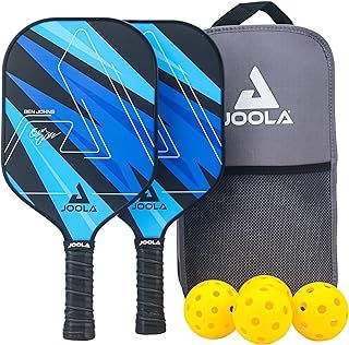 JOOLA Pickleball Set Blue Lightning Inklusive 2 Schläger, 4 Bällen und Tasche, ideal für Freizeitspieler blau 7-teilig