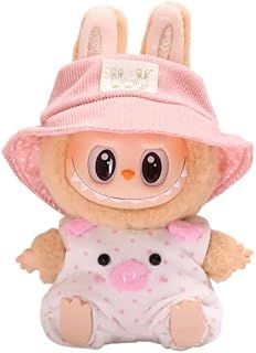 17cm Doll Clothes Suitable for 17cm labubu Dolls Accessories Pink 1romper +1hat No Doll