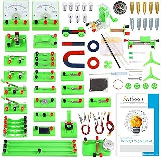 Sntieecr STEM Physics Electric Circuit Learning Starter Kit, Science Lab Basic Electricity Magnetism Experiment Education Kits Set for Junior Senior High School Students Electromagnetism Exploration