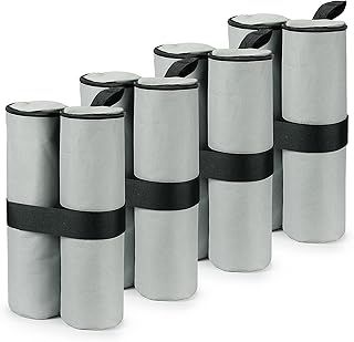 RIOGOO 4 Pack Gazebo Sand Weights Industrial Grade Heavy Duty Double-Stitched Sand Weight Bags, Leg Weights for Pop up Canopy Tent Sun Shades, Umbrella, Trampolines Weighted Feet Bag（Grey）