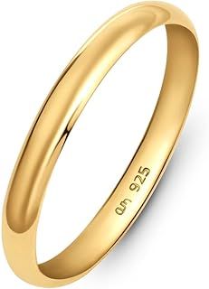 Amberta Wedding Ring for Women in Gold Plated 925 Sterling Silver | Mens Wedding Ring | Gold Wedding Rings | Gold Wedding Band