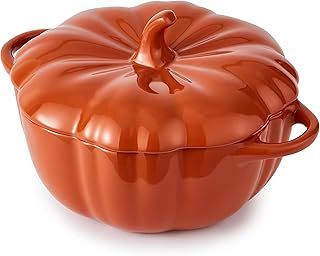 WA975003ORA Large Pumpkin Casserole Dish with Smooth Glaze Interior, Stoneware, 1.1L Capacity, 23cm, Orange