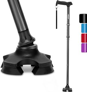 Rehand Walking Stick for Men & Women - Foldable, Adjustable, Lightweight, Self Standing Pivot Walking Stick, Soft Handle Grip, with Travel Bag, Walking Sticks for Seniors & Adults