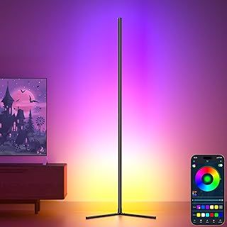 Bedee LED RGB Floor Lamp - 4.2ft Dimmable Colour Changing Standing Light with APP/Remote Control/Music Sync, Modern Corner Lamp for Living Room, Bedroom, Mood Lighting