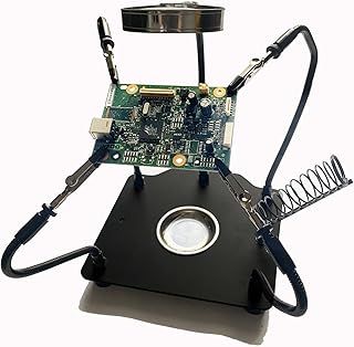 Soldering Station Helping Hands with Magnifying Glass Third Hand PCB Holder Solder Tool Circuit Board Soldering Kit - Heavy Duty Base Plate