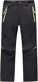 LANBAOSI Kids Waterproof Trousers Fleece Lined Boys Girls Children Winter Thermal Softshell Pants for Ski Walking Hiking Snow Outdoor