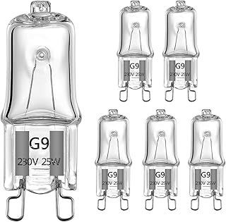 G9 Oven Bulbs 25W Clear Halogen Lights 230V 300℃，Pack of 6