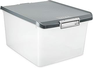 TATAY Storage Box with Lid, 35L Capacity, with handles, Polypropylene, BPA Free, Grey. Dimension 38 x 48 x 26 cm