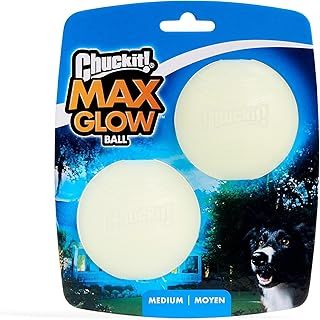 Chuckit! Ball Glow In the Dark Dog Toy, Durable Rubber Dog Balls, Launcher Thrower Compatible Interactive Toys for Dogs for Boredom, Medium, Pack of 2