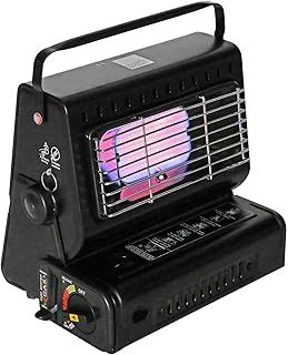 Black Portable Gas Heater Outdoor Fishing Camping 1.3kW Butane Gas Heater - Compact And Lightweight Ceramic Burner - Auto Ignition and Heat Control and Safety Grill (Heater)