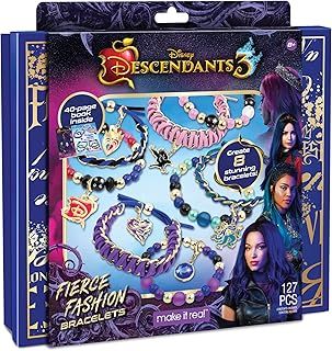 Make It Real - Disney Descendants 3 Fierce Fashion Jewellery - DIY Bead and Charm Bracelet Making Kit - Includes Jewellery Supplies, Beads & Charms - Arts and Craft Kit for Kids