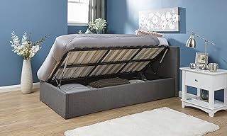 Home Source - Classic Gas Side Lift 4Ft6 Double Fabric Ottoman Storage Bed - Grey