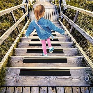 S&X Anti Slip Stair Treads, 12-Pack - 10cm x 61cm Pre-Cut Anti Slip Tape Outdoor Waterproof for All Slippery Surfaces - Weather Resistant Heavy Duty Non Slip Tape with Reflective Stripe