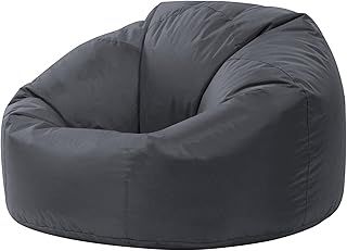 Bean Bag Bazaar Outdoor Bean Bag, Charcoal Grey Water Resistant Fabric, Large Beanbag with Filling Included, Floor Chair, Garden Chair, Outdoor Seating, Garden Furniture