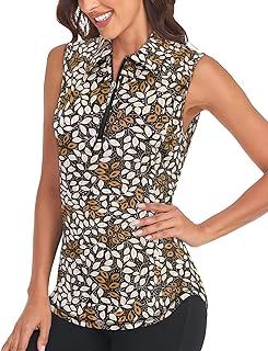 Viracy Womens Sleeveless Golf Polo Shirts Zip Up Sun Protection Work Out Tank Tops Lightweight Fast Dry for Tennis, Casual