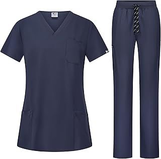 Bella Women’s Elastic Healthcare Uniform, Set with Tunic and Trousers, Medical Scrubs with Spandex