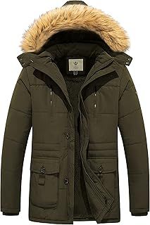 Men's Fleece Jacket Windbreaker Parka with Removable Hood