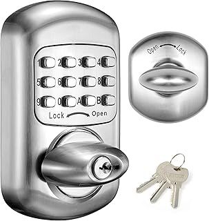 Bravex Keyless Deadbolt Keypad Entry Door Lock - Zinc Alloy Sabbath 100% Mechanical Shabbos - No Risk of Low Power, Silver