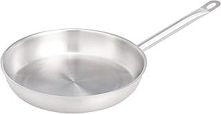Amazon Basics 28 cm Stainless Steel Aluminium-Clad Frying Pan, Silver(Previously AmazonCommercial brand)