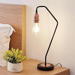 1xE27/ES Table Lamp with On/Off Switch, Copper Finish, Suitable for LED Upgrade, Ideal for Living Room, Bedroom, Kitchen, Hallway, Hotel, B&B