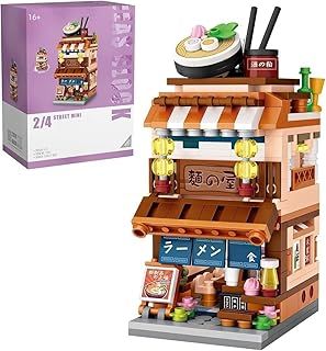 Modular House Building Set, Ramen Restaurant Model Set, 412 Pcs Japanese Street View Series Model Building Kit, Construction Toy Sets for Kids and Adults