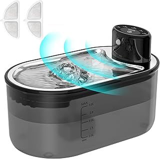 TOMXCUTE Cat Water Fountain for Drinking: 3.0L Cat Fountain with Sensor, 5000mAh Battery Operated Cat Fountain Cordless Dog Fountain Multi-Filtration, Dishwasher Safe Suitable for Cats& Dogs, Black