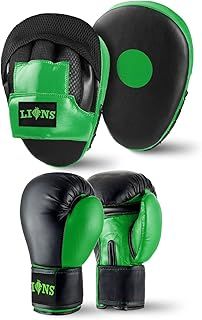 Boxing Gloves and Pads Set - Sparring Gloves and Hook and Jab Pads Focus Punch Bag Mitts, Ideal for Martial Arts Mma Muay Thai Gym, Men Women Kids Boxing Set