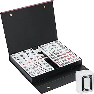 40x30mm Chinese Majong Set,Solid Structure Mah Jongg Game,144PC Large Mahjong Tile Set Complete Majong Game Sets for Travel Party Family Game 麻将