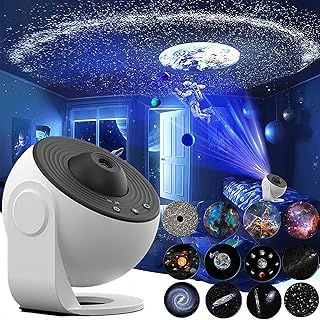 Children's Starry Sky Projector, LED Planetarium Star Projector, Galaxy Projector, Starry Sky Night Light with 12 Planet Discs, Projector Lamp, Starry Sky for Children's Room/Party/Ceiling