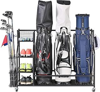 Mythinglogic Golf Storage Rack, Golf Organiser with Wheels, Golf Club Organisers Extra Large Design for Golf Bag Storage and Other Golf Club Accessories