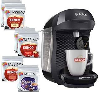 Tassimo Happy Bundle Coffee Machine with 72 T DISCs, Adjustable Cup Stand, Auto Clean