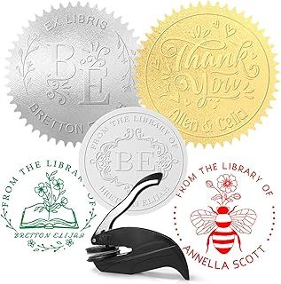 Personalized Book Stamp Custom Embosser with Name Text Customized Personal Seal Book Lovers Gifts