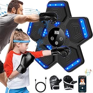 2024 Music Boxing Machine, Smart Bluetooth Boxing Machine with LED Electronic Wall Mounted with Boxing Gloves, Music Boxing Target Workout Punching Equipment for Home