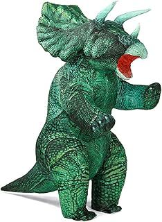 Inflatable Dinosaur Triceratops Costume for Adult - Blow up Halloween Carnival Party Cosplay Fancy Dress (Green, Standing Style)
