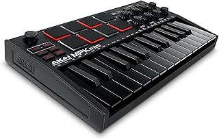 Akai Professional MPK Mini MK3 - 25 Key USB MIDI Keyboard Controller with 8 Backlit Drum Pads, 8 Knobs and Music Production Software and Native Instruments Sound Package (NKS Integration), Black