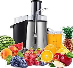 PureMate Centrifugal Juicer Machine, 1000W Powerful Juicer Extractor for Whole Fruit and Vegetable,2 Speed Settings, 75MM Large Feed Chute, Easy to Clean & BPA-Free