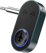 OQIMAX Bluetooth 5.3 Audio Transmitter, Bluetooth Headphone Adapter with Dual Connection, Portable Airplane Bluetooth Adapter, 16H Playback, 3.5mm Aux Bluetooth Adapter for Home Stereo, TV, PC
