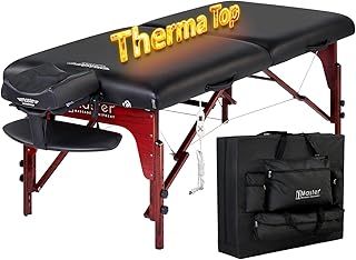 Master Massage 79cm Montclair ThermaTop Portable Massage Table with Memory Foam, Reiki Panels, & Shiatsu Cables(Black) Esthetician Bed- Lash