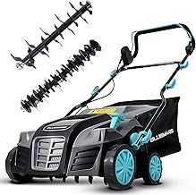 Lawn Scarifier and Aerator,2000W Electric Lawn Rake with 40cm Working Width,5 Positions,55L Grass Box, Folding Handle,10M Power Cord